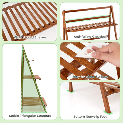 DREAMADE 3-Tier Bamboo Plant Stand, Ladder Plant Shelf