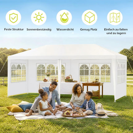 DREAMADE 10' x 20' Canopy Tent, Outdoor Gazebo with 6 Sidewalls, White