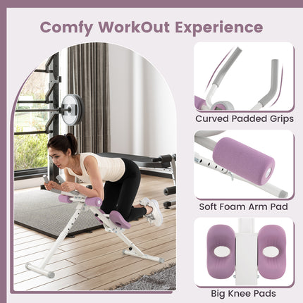 Ab Workout Equipment,Foldable Strength Trainer with Elbow Support, Knee Protection & LCD Monitor