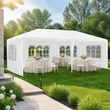 DREAMADE 10' x 20' Canopy Tent, Outdoor Gazebo with 6 Sidewalls, White