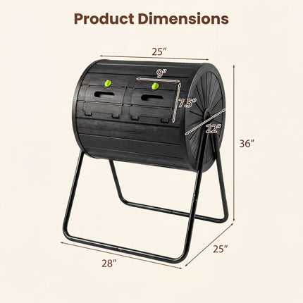 DREAMADE 37.5 Gallon Compost Bin, Dual Chamber Tumbler Composter, Black