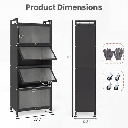DREAMADE 5-Tier Kitchen Storage Cabinet, Freestanding Bakers Rack, Black