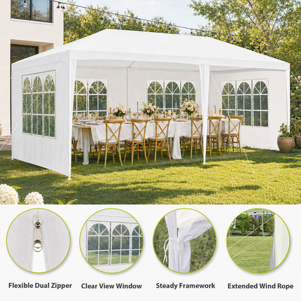 DREAMADE 10' x 20' Canopy Tent, Outdoor Gazebo with 6 Sidewalls, White