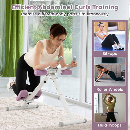 Ab Workout Equipment,Foldable Strength Trainer with Elbow Support, Knee Protection & LCD Monitor