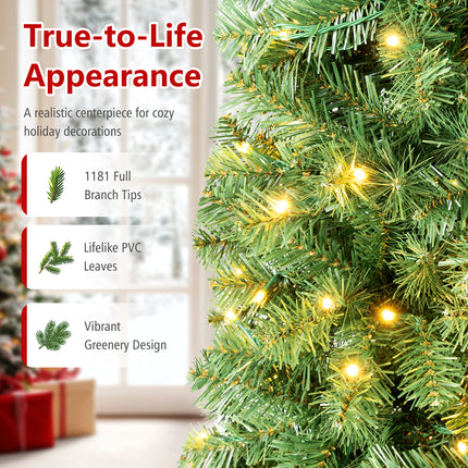 DREAMADE 6 FT Pre-Lit Christmas Tree, 845 Branch Tips Artificial Decor