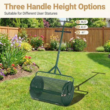 DREAMADE Compost Spreader, Peat Moss Spreader with T Handle, Black