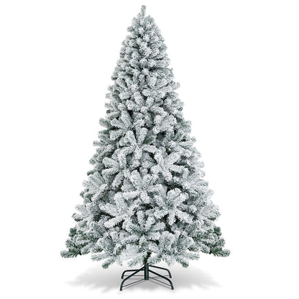 DREAMADE 7.5FT Flocked Christmas Tree, Artificial Xmas Tree w/PVC Needles