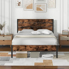 Dreamade King/Queen/Full/Twin Size Metal Platform Bed Frame, Industrial Bed Frames with Wood Headboard