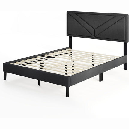 Queen/Full/Twin Size Upholstered Platform Bed Frame with Diagonal Channel Tufted Headboard