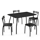 Dreamade 5Pcs Dining Table Set for 4, Modern Metal and Wood Indoor Rectangular Dining Table Furniture