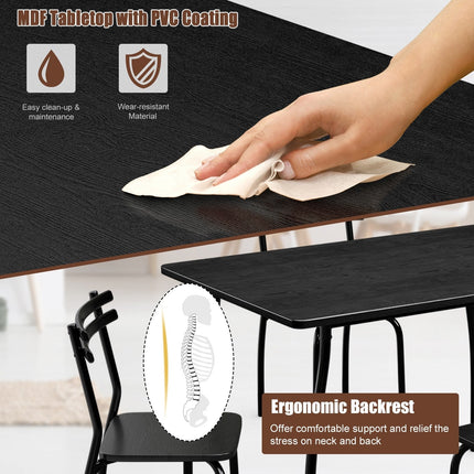 Dreamade 5Pcs Dining Table Set for 4, Modern Metal and Wood Indoor Rectangular Dining Table Furniture