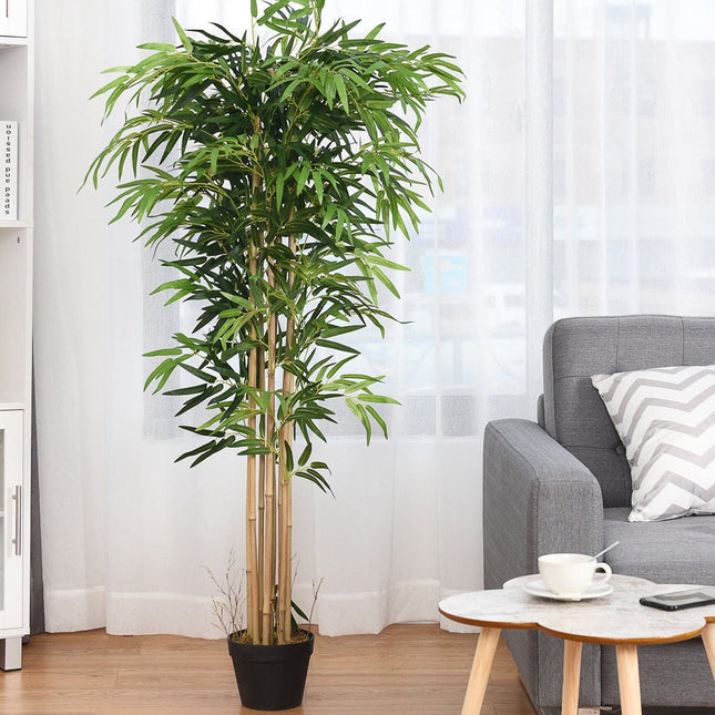 Fake Bamboo Tree Artificial Greenery Plants in Nursery Pot Decorative Trees for Home - DreamadeUS
