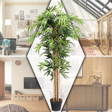 Fake Bamboo Tree Artificial Greenery Plants in Nursery Pot Decorative Trees for Home - DreamadeUS
