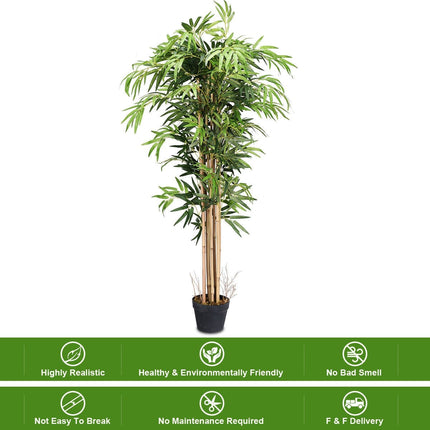 Fake Bamboo Tree Artificial Greenery Plants in Nursery Pot Decorative Trees for Home - DreamadeUS