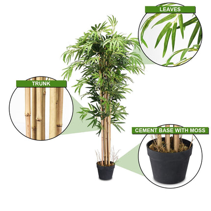 Fake Bamboo Tree Artificial Greenery Plants in Nursery Pot Decorative Trees for Home - DreamadeUS