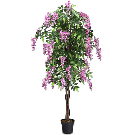 6FT Fake Wisteria Tree Artificial Greenery Plants in Nursery Pot Decorative Trees for Home - DreamadeUS