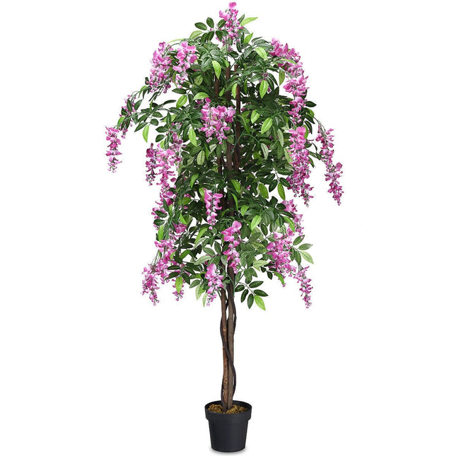 6FT Fake Wisteria Tree Artificial Greenery Plants in Nursery Pot Decorative Trees for Home - DreamadeUS