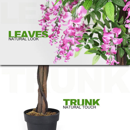 6FT Fake Wisteria Tree Artificial Greenery Plants in Nursery Pot Decorative Trees for Home - DreamadeUS