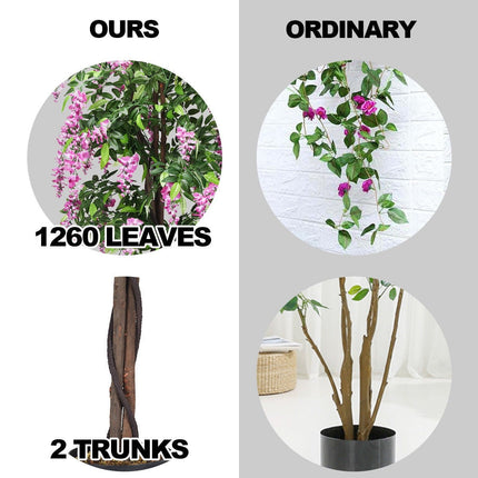 6FT Fake Wisteria Tree Artificial Greenery Plants in Nursery Pot Decorative Trees for Home - DreamadeUS