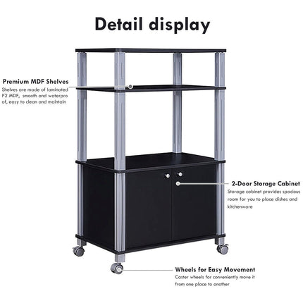 Rolling Kitchen Bakers Rack Microwave Oven Stand