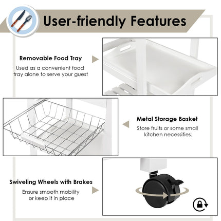 Dreamade Kitchen Island Cart Rolling Kitchen Trolley with Stainless Steel Tabletop