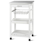 Dreamade Kitchen Island Cart Rolling Kitchen Trolley with Stainless Steel Tabletop