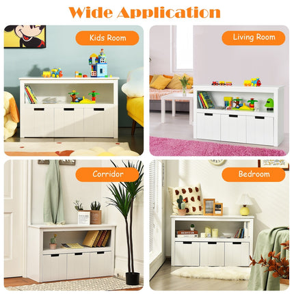 Storage Cabinet with 3 Removable Drawers Rolling Wheels and Open Shelf
