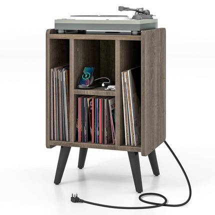 Dreamade Record Player Stand, Turntable Stand with Charging Station