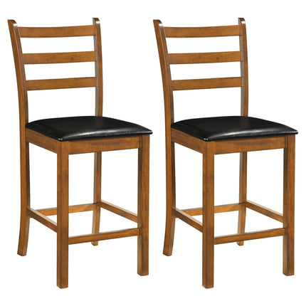 Dreamade 24" Ladder Back Wood Counter Bar Stools Set of 2/4 Padded Faux Leather Upholstered Seat & Footrest