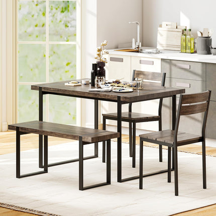 Dreamade 4-Piece Dining Table Set for 4 with 1 Bench and 2 Chairs