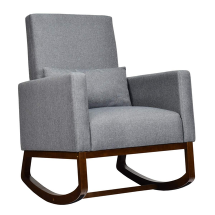 Dreamade Upholstered Rocking Chair, Modern High Back Armchair
