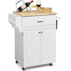 Dreamade Rolling Kitchen Island, Kitchen Trolley Cart with Spice Rack, Large Drawer