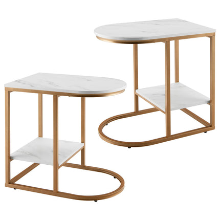 Dreamade Side Table, 2-Tier C-Shaped End Table