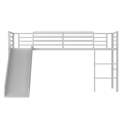 Dreamade Twin Loft Bed with Slide, Metal Low Bunk Bed
