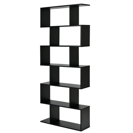 Dreamade Geometric Bookcase Rustic, Solid Wood S-Shaped Bookshelf