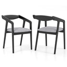 Dreamade Wooden Dining Chairs Set, Linen Fabric Upholstered Kitchen Chairs w/Armrests & Padded Cushion