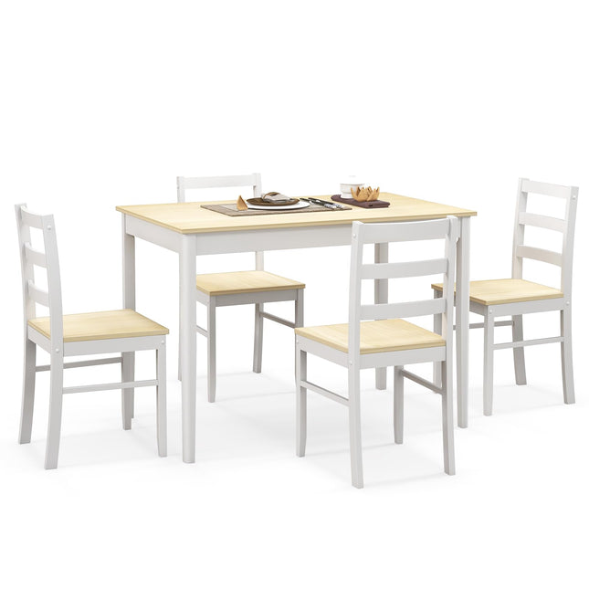5-Piece Wooden Dining Set with Rectangular Table and 4 Chairs