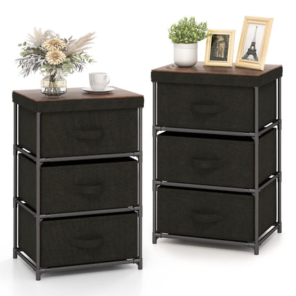 Dreamade Nightstand Set of 2 with 2 Fabric Drawers