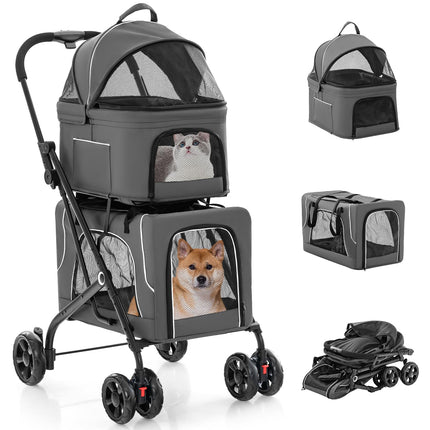 Dreamade Double Dog Stroller - Pet Stroller for 2 Dogs