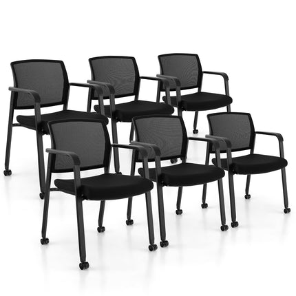 Dreamade Waiting Room Chair Set, Rolling Office Desk Chairs with PU Wheels (2 / 4 / 6 / 8 / 10 / 12 Pack Options)
