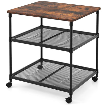 Dreamade Printer Stand, 3-Tier Industrial Printer Cart with Lockable Wheels