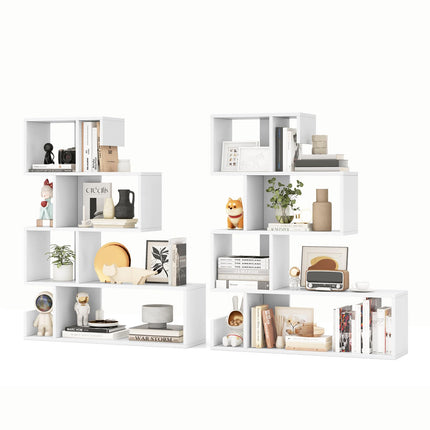 Dreamade 5-Tier S-Shaped Bookshelf, Geometric Bookcase w/Open Cubes