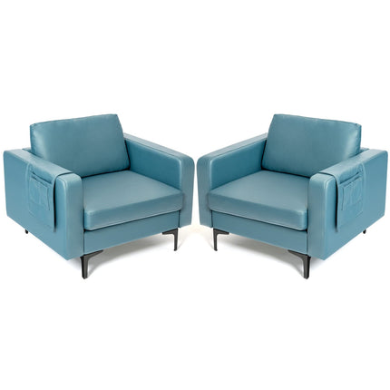 Dreamade Modern Accent Chair w/Comfy Thick Cushion, Magazine Pockets