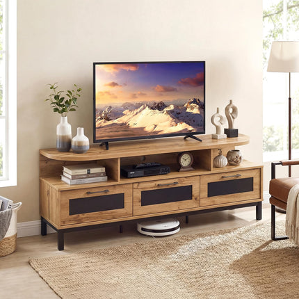 Dreamade TV Stand for TVs up to 75" Entertainment Center with 3 Storage Drawers and Open Shelves