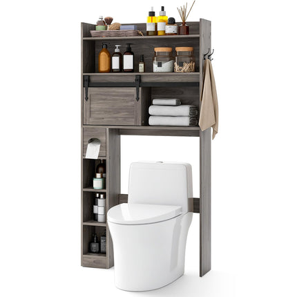 Dreamade Over The Toilet Storage Cabinet, 6-Tier Freestanding above Toilet Rack with Gliding Door