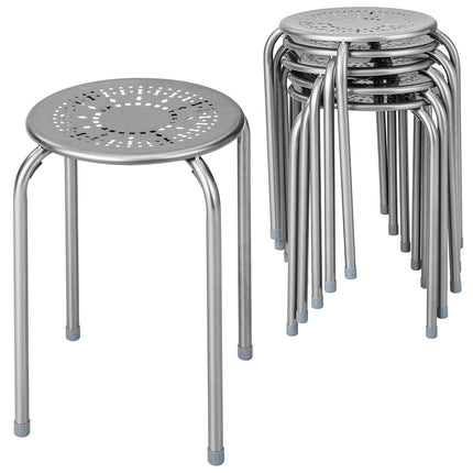 Dreamade Round Metal Stool Set of 6-17.5" Height Stackable Stool with Anti-Slip Foot Pads