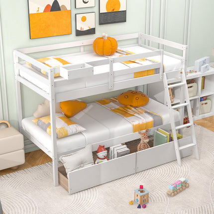 Dreamade Bunk Bed Twin Over Twin with 2 Storage Drawers