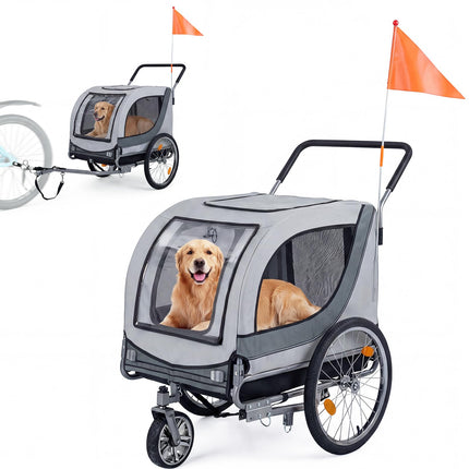 Dreamade 2-in-1 Dog Bike Trailer & Pet Stroller for Large Dogs PVC Rain Cover 176 lbs Capacity