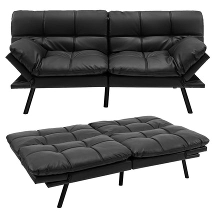 Convertible Memory Foam Futon Couch Sleeper, Black - Dreamade