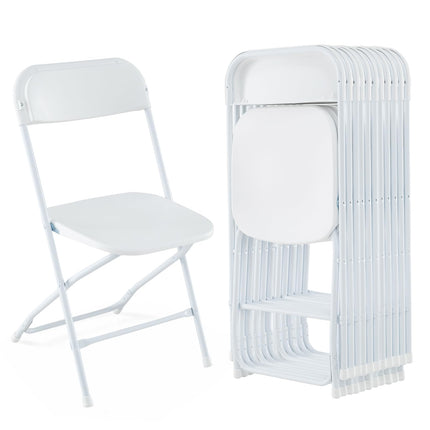 Dreamade Folding Chair with Plastic Seat & Back, Heavy-Duty Metal Frame